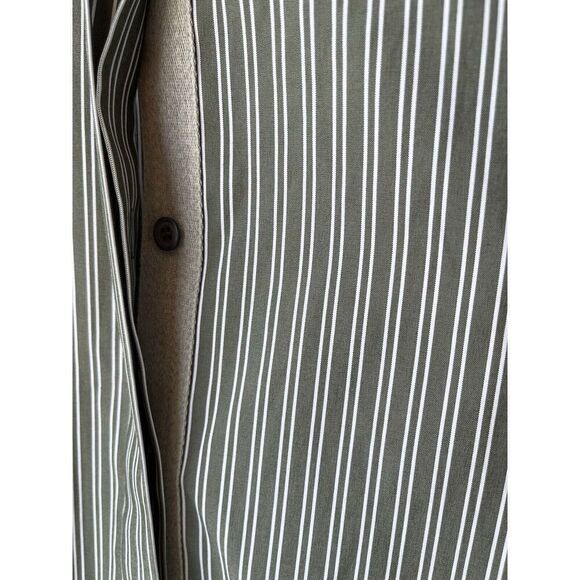 Lafayette 148 New York Blouse Green Striped Jake Cotton Button Down Shirt XL - Picture 5 of 12